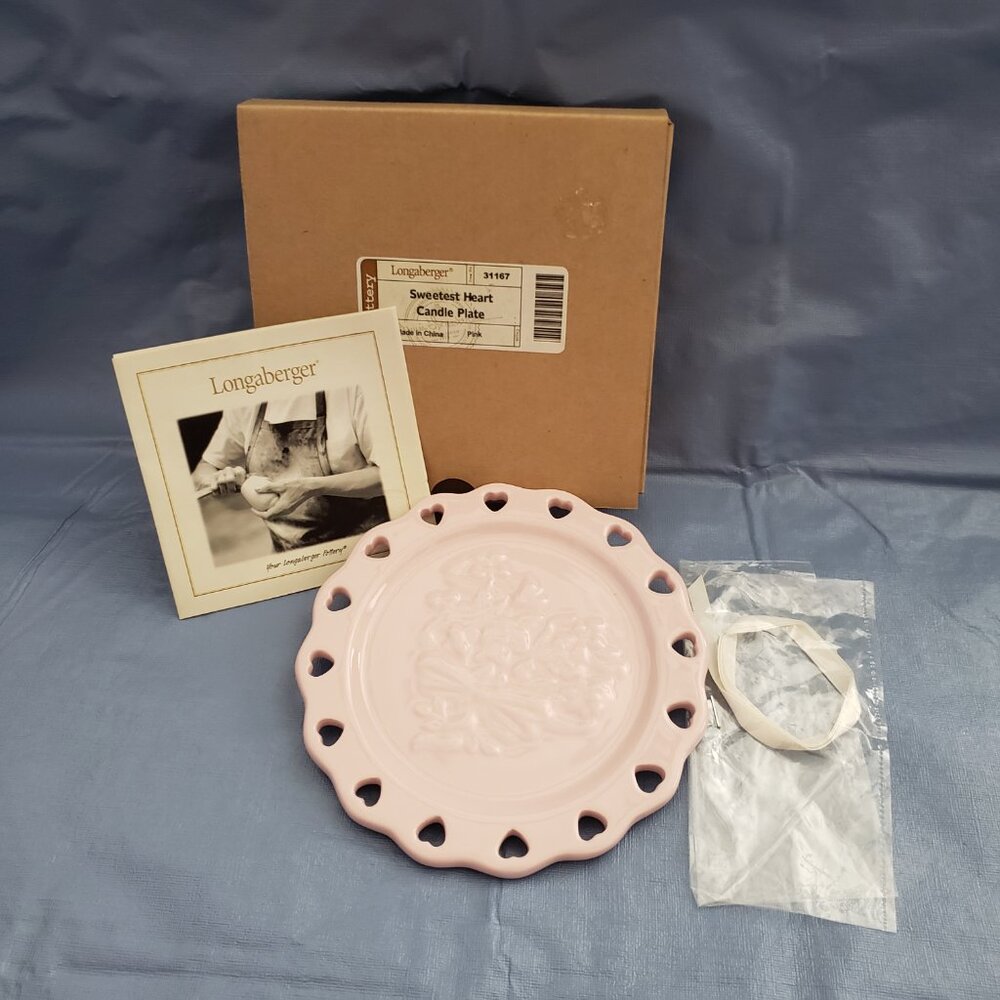 LONGABERGER SWEETEST HEART CANDLE PLATE - NIB - Picture 1 of 8